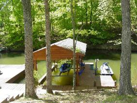 Dock area and manual jet ski lift