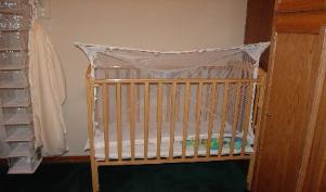 Crib and there is also a porta crib, bed rails and baby monitors at house